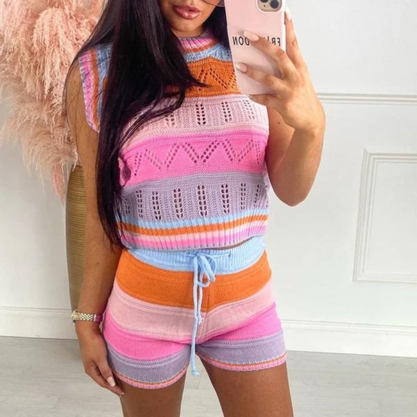 women's tracksuits malina casual o neck panelled knitted suits women fashion sleeveless suit elegant elastic waist shorts female ladies, Gray
women's tracksuits malina casual o neck panelled knitted suits women fashion sleeveless suit elegant elastic waist shorts female ladies, Gray