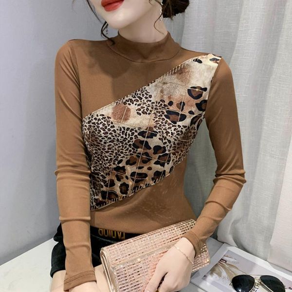 women's t-shirt 2021 autumn winter fashion casual long sleeve turtleneck patchwork mesh plus size female clothing, White
women's t-shirt 2021 autumn winter fashion casual long sleeve turtleneck patchwork mesh plus size female clothing, White