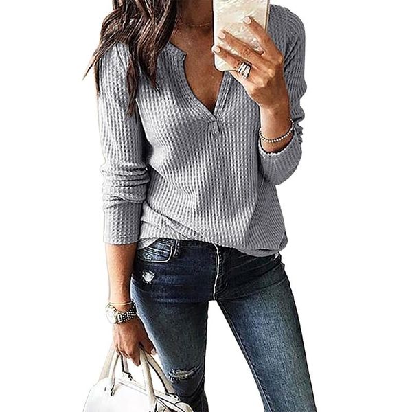 women's t-shirt loose casual autumn waffle knit women t shirt daily office shopping v neck spring cotton blend long sleeves fashion sof, White
women's t-shirt loose casual autumn waffle knit women t shirt daily office shopping v neck spring cotton blend long sleeves fashion sof, White