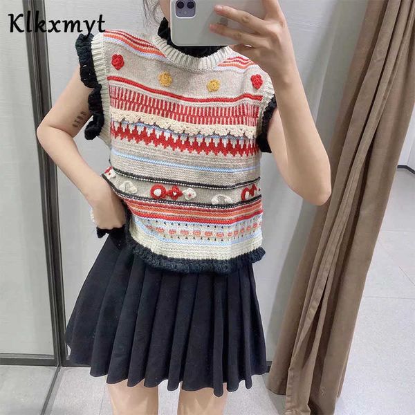 klkxmyt za women fashion flower-shaped texture knitted vest sweater vintage o neck sleeveless female waistcoat chic 210527, Black;white
klkxmyt za women fashion flower-shaped texture knitted vest sweater vintage o neck sleeveless female waistcoat chic 210527, Black;white