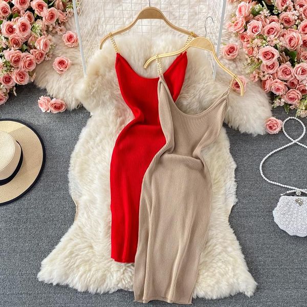 casual dresses ice silk knitted spaghetti strap dress 2021 summer medium long sleeveless vest small bottomed hip wrap, Black;gray
casual dresses ice silk knitted spaghetti strap dress 2021 summer medium long sleeveless vest small bottomed hip wrap, Black;gray