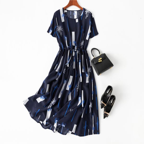 dress women's 100% pure silk round neck short sleeve long midi dress navy blue print belted waist l xl mm014, Black;gray
dress women's 100% pure silk round neck short sleeve long midi dress navy blue print belted waist l xl mm014, Black;gray