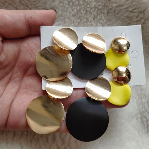 stud 3pair/earrings set with gold color double layer round metallic statement earrings for women gift drop, Golden;silver
stud 3pair/earrings set with gold color double layer round metallic statement earrings for women gift drop, Golden;silver
