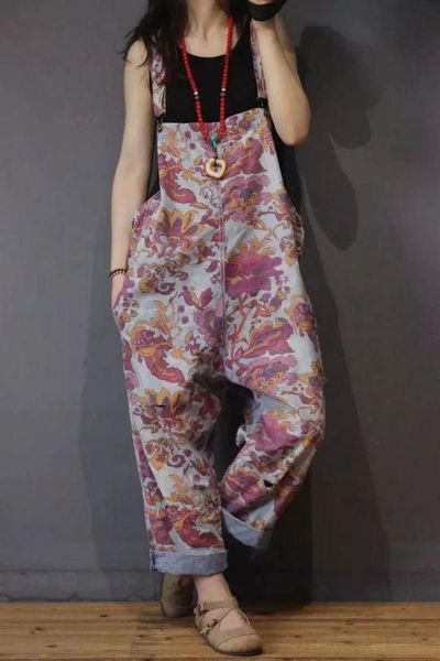 women's jumpsuits & rompers summer women large size denim ladies retro loose print flower 2021 casual overalls, Black;white
women's jumpsuits & rompers summer women large size denim ladies retro loose print flower 2021 casual overalls, Black;white