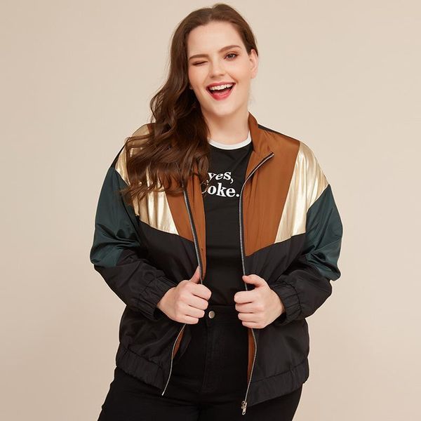 women's jackets large size jacket autumn hit color stitching zipper lapel fashion casual coat 4xl 5xl winter female, Black;brown
women's jackets large size jacket autumn hit color stitching zipper lapel fashion casual coat 4xl 5xl winter female, Black;brown