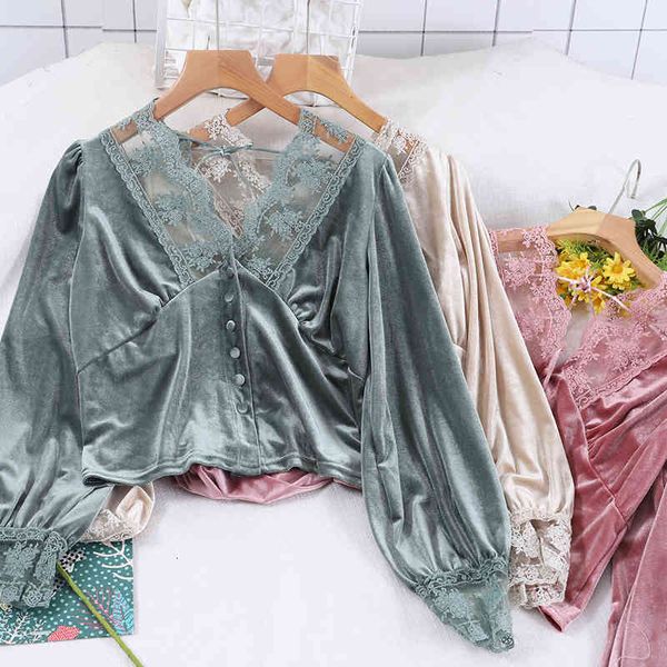women's blouses & shirts vintage blouse autumn spring elegant lace splice velvet v-neck high waist back short g202 3rrf, White
women's blouses & shirts vintage blouse autumn spring elegant lace splice velvet v-neck high waist back short g202 3rrf, White