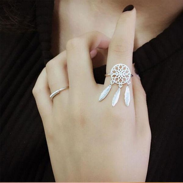 cluster rings anenjery 925 sterling silver for women dreamcatcher feather tassel resizable jewelry bague s-r211, Golden;silver
cluster rings anenjery 925 sterling silver for women dreamcatcher feather tassel resizable jewelry bague s-r211, Golden;silver