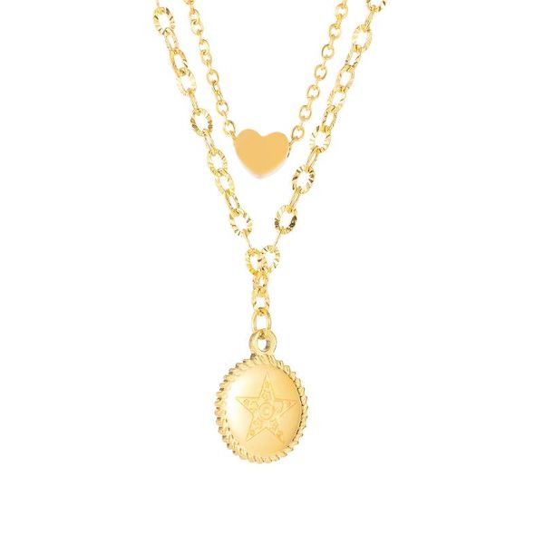 chains fashion jewelry coin pendants with star long chain double layer heart love necklaces for women stainless steel choker, Silver
chains fashion jewelry coin pendants with star long chain double layer heart love necklaces for women stainless steel choker, Silver