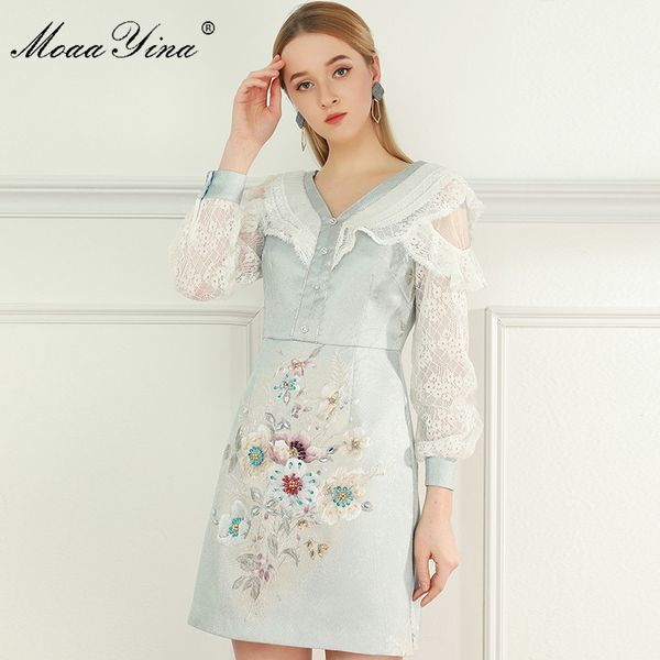 fashion designer dress summer women's dress v-neck beaded lace ruffles long sleeve flowers dresses 210524, Black;gray
fashion designer dress summer women's dress v-neck beaded lace ruffles long sleeve flowers dresses 210524, Black;gray