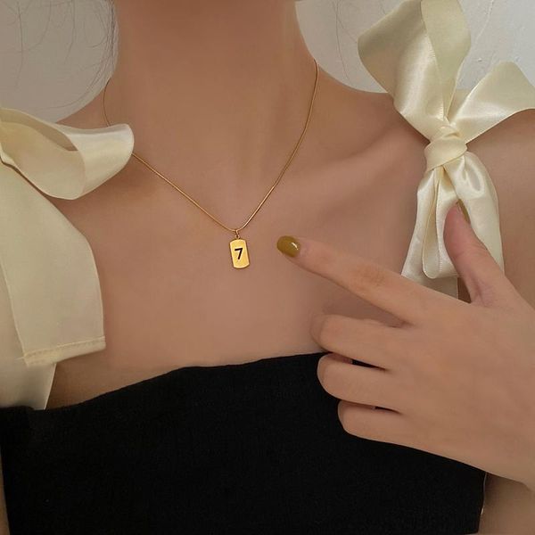 pendant necklaces golden lucky number 7 necklace for women titanium steel snake chain metal clavicle neck choker jewelry, Silver
pendant necklaces golden lucky number 7 necklace for women titanium steel snake chain metal clavicle neck choker jewelry, Silver