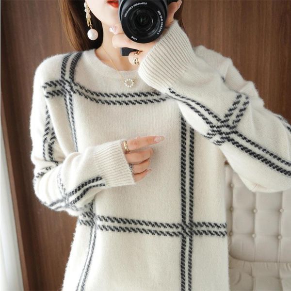 women's sweaters 100% pure wool sweater 2021 autumn winter ladies cashmere o-neck pullover casual knitted plaid large size female jack, White;black
women's sweaters 100% pure wool sweater 2021 autumn winter ladies cashmere o-neck pullover casual knitted plaid large size female jack, White;black