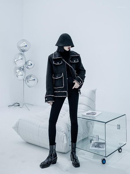 winter double-sided woolen short coat female high street design sense jacket hepburn style women women's wool & blends, Black
winter double-sided woolen short coat female high street design sense jacket hepburn style women women's wool & blends, Black