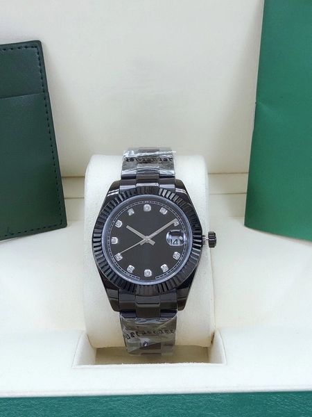 model fashion men watch automatic mechanical 2813 movement black stainless steel strap diamond dial 41mm men's watches sports man wrist, Slivery;brown