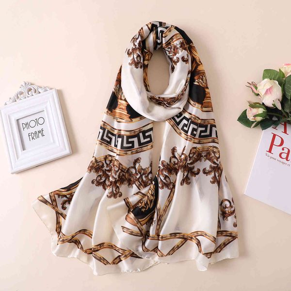 new autumn and winter printed satin versatile scarves women's gauze geometric rattan hangzhou silk, Blue;gray
new autumn and winter printed satin versatile scarves women's gauze geometric rattan hangzhou silk, Blue;gray