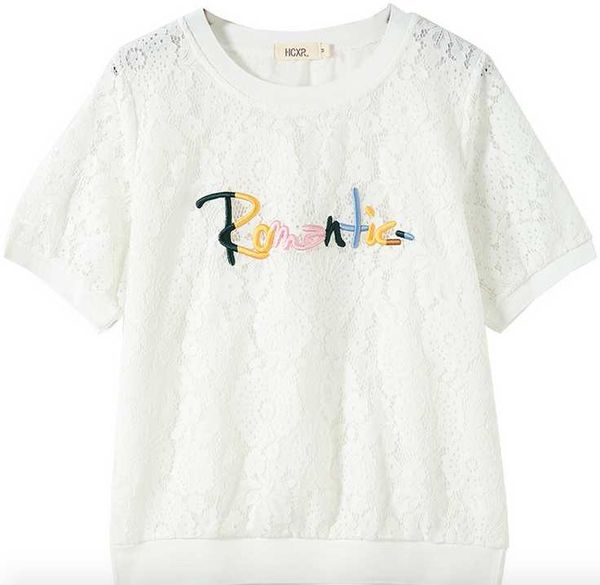 women's t-shirt 2021 vintage chiffon tshirt women spring casual o-neck lace embroidered patchwork t shirt short sleeve tee shirts, White
women's t-shirt 2021 vintage chiffon tshirt women spring casual o-neck lace embroidered patchwork t shirt short sleeve tee shirts, White