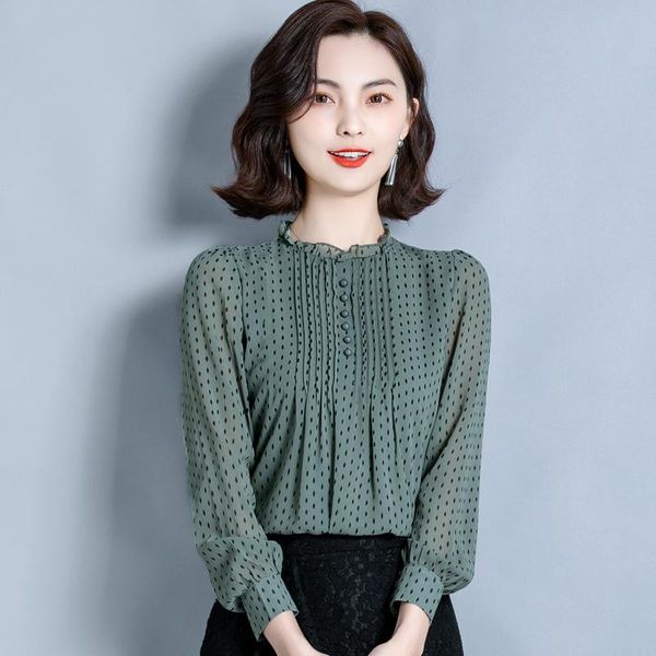 women's blouses & shirts 4xl women spring autumn style chiffon lady casual long sleeve o-neck polka dot printed blusas green, White
women's blouses & shirts 4xl women spring autumn style chiffon lady casual long sleeve o-neck polka dot printed blusas green, White