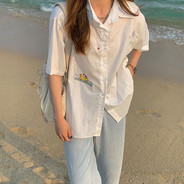 korean style cartoon embroidery short sleeve blouse women white blouses loose summer girls outwear (f4302) 210423
korean style cartoon embroidery short sleeve blouse women white blouses loose summer girls outwear (f4302) 210423