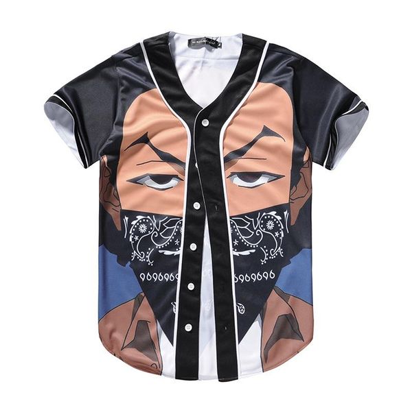 men's casual shirts summer cardigan baseball jacket with short sleeves and masked figures in 3d print, White;black
men's casual shirts summer cardigan baseball jacket with short sleeves and masked figures in 3d print, White;black