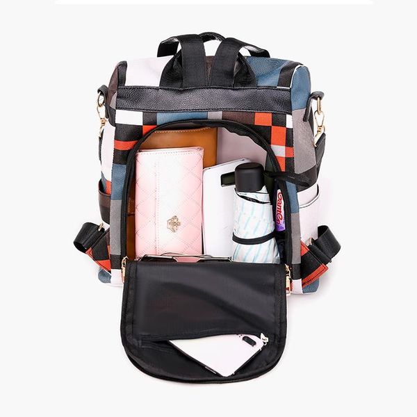 backpack large capacity aesthetic purse for women multiple pockets stripe contrast pu leather organized bag #1
backpack large capacity aesthetic purse for women multiple pockets stripe contrast pu leather organized bag #1