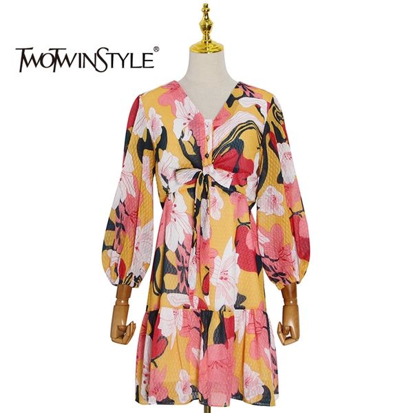 vintage bowknot printed dress for women v neck lantern sleeve high waist hit color dresses female fashion 210520, Black;gray 
vintage bowknot printed dress for women v neck lantern sleeve high waist hit color dresses female fashion 210520, Black;gray