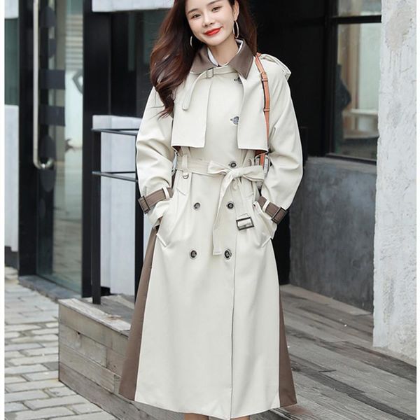 women's trench coats chic vintage coat dress women fall patchwork elegant windbreaker korean street lace up winter clothes 2021, Tan;black
women's trench coats chic vintage coat dress women fall patchwork elegant windbreaker korean street lace up winter clothes 2021, Tan;black