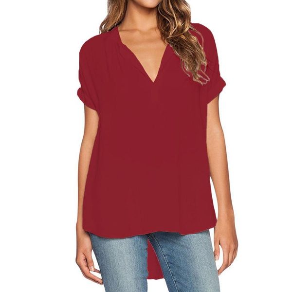 women's shirts short sleeve v neck loose solid chiffon blouse blusa feminina blusas mujer de moda oversized blouses &, White
women's shirts short sleeve v neck loose solid chiffon blouse blusa feminina blusas mujer de moda oversized blouses &, White