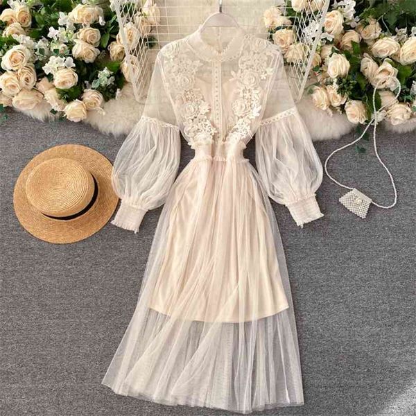 chic autumn 3d flower long lantern sleeve mesh sweet dress women fashion stand neck elegant vestidos p587 210527, Black;gray
chic autumn 3d flower long lantern sleeve mesh sweet dress women fashion stand neck elegant vestidos p587 210527, Black;gray