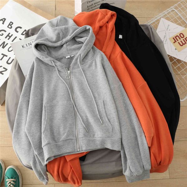 hoodies short zipper sweater women's 20 spring and autumn korean version loose thin orange hooded cardigan jacket fashion, Black
hoodies short zipper sweater women's 20 spring and autumn korean version loose thin orange hooded cardigan jacket fashion, Black