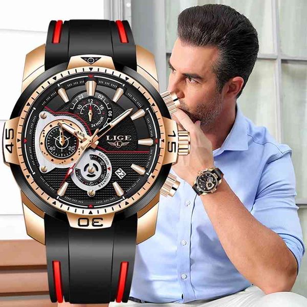lige luxury mens watches silicone strap reloj de hombre sports chronograph military waterproof men watch relogio masculino 210517, Slivery;brown
lige luxury mens watches silicone strap reloj de hombre sports chronograph military waterproof men watch relogio masculino 210517, Slivery;brown