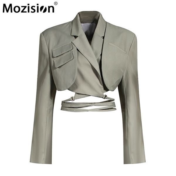 mozision irregular elegant blazer for women notched long sleeves lace up bowknot blazers female spring fashion coat 211006, White;black
mozision irregular elegant blazer for women notched long sleeves lace up bowknot blazers female spring fashion coat 211006, White;black