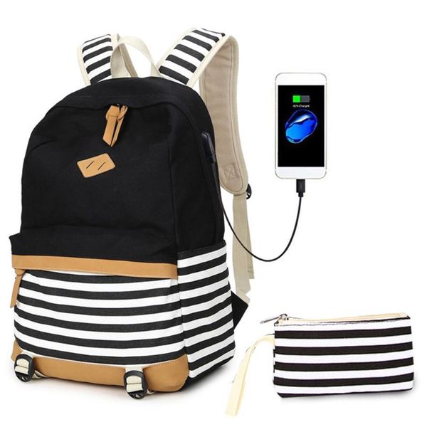 backpack women men school bag striped casual lapcanvas adjustable strap with usb port large capacity pencil case zipper
backpack women men school bag striped casual lapcanvas adjustable strap with usb port large capacity pencil case zipper
