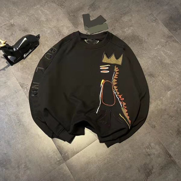 brand hoodie chao brand boy dinosaur embroidery round neck color simple age reducing leisure loose terry couple's sweater, Black
brand hoodie chao brand boy dinosaur embroidery round neck color simple age reducing leisure loose terry couple's sweater, Black