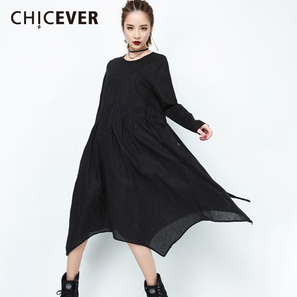 casual dresses chicever korean black dress women o neck long sleeve high waist sashes oversize midi irregular female 2021 clothes, Black;gray
casual dresses chicever korean black dress women o neck long sleeve high waist sashes oversize midi irregular female 2021 clothes, Black;gray