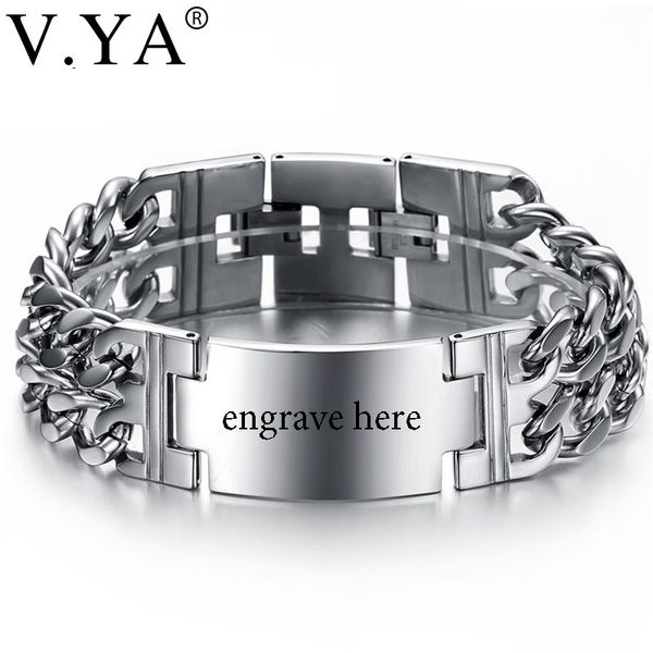 v.ya wide wristband chain men boy punk stainless steel fashion engraved name id unique bracelets bangle for male, Golden;silver
v.ya wide wristband chain men boy punk stainless steel fashion engraved name id unique bracelets bangle for male, Golden;silver