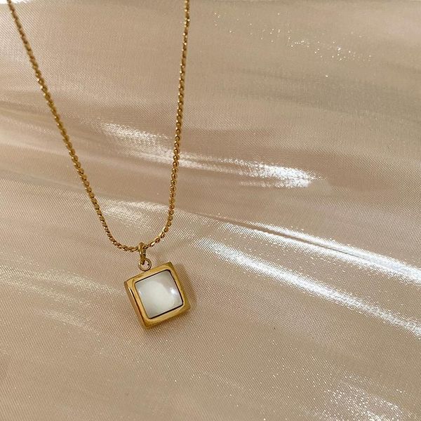 pendant necklaces 2021 simple geometric square opal stainless steel necklace for woman korean fashion jewelry goth girl's clavicle chai, Silver
pendant necklaces 2021 simple geometric square opal stainless steel necklace for woman korean fashion jewelry goth girl's clavicle chai, Silver