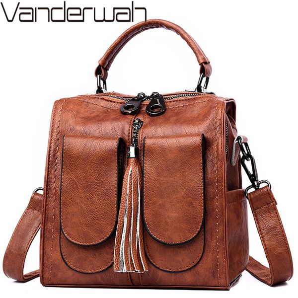 women's vintage double pocket multifunction soft leather backpacks travel shoulder school bags
women's vintage double pocket multifunction soft leather backpacks travel shoulder school bags