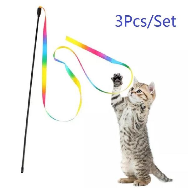 3pcs/set cat toys colorful rod teaser wand cute funny rainbow ribbon cat-teaser stick cats interactive supplies
3pcs/set cat toys colorful rod teaser wand cute funny rainbow ribbon cat-teaser stick cats interactive supplies