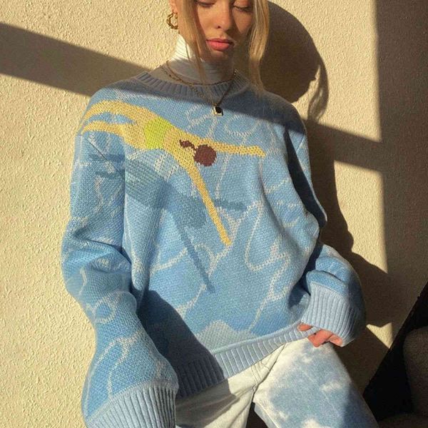 women's sweaters vintage blue knit woman's sweater, autumn ocean... plunge print long sleeve sweaters... woman harajuku casual..., White;black
women's sweaters vintage blue knit woman's sweater, autumn ocean... plunge print long sleeve sweaters... woman harajuku casual..., White;black