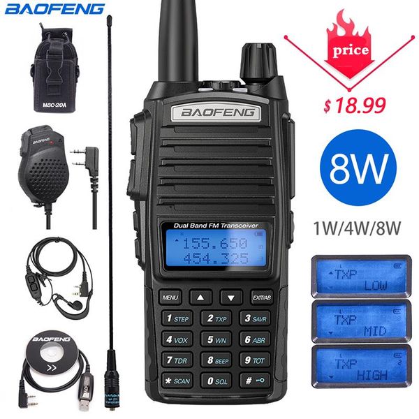 walkie talkie optional 8w/5w baofeng uv-82 plus tri-power 8/4/1w 2-pwalkie dual band transceiver hunting two way radio uv-9r uv-5r
walkie talkie optional 8w/5w baofeng uv-82 plus tri-power 8/4/1w 2-pwalkie dual band transceiver hunting two way radio uv-9r uv-5r