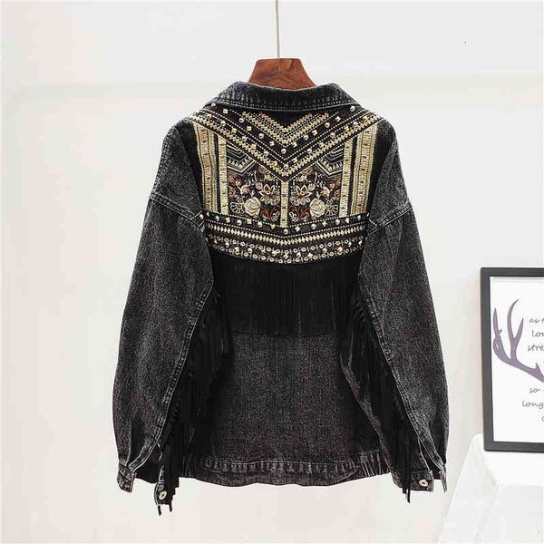 women's jackets artisanal jean jacket with embroidered rivet tassel, women's baggy coat, for outdoors area, black denim jvuj, Black;brown
women's jackets artisanal jean jacket with embroidered rivet tassel, women's baggy coat, for outdoors area, black denim jvuj, Black;brown