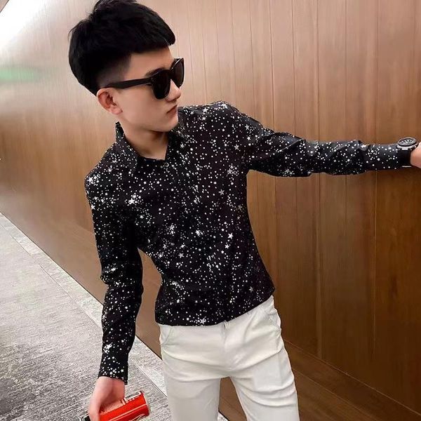 men's casual shirts han edition handsome men long sleeve shirt fall ins trend on clothes 2021 tide male hair, White;black
men's casual shirts han edition handsome men long sleeve shirt fall ins trend on clothes 2021 tide male hair, White;black