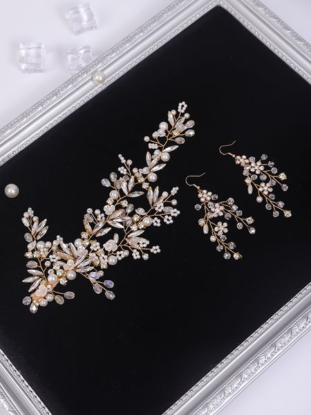 gold wedding hair accessories rhinestone pearl luxury headband and earrings for women wholesale bridal headwear hair jewelry, Silver
gold wedding hair accessories rhinestone pearl luxury headband and earrings for women wholesale bridal headwear hair jewelry, Silver