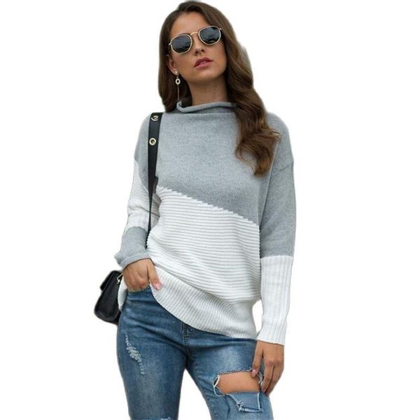women's sweaters sweater women 2021 autumn and winter irregular sleeves curled half high neck contrast color pullover, White;black
women's sweaters sweater women 2021 autumn and winter irregular sleeves curled half high neck contrast color pullover, White;black
