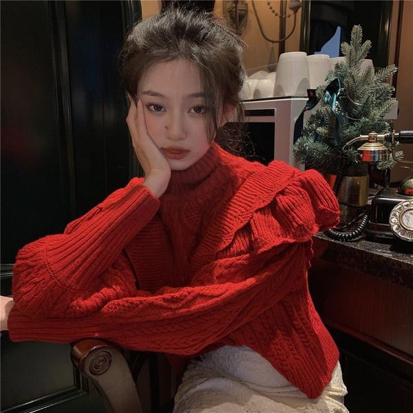 women's sweaters autumn winter christmas red vintage lantern sleeve women casual turtleneck sweater female pullover fashion knitted jum, White;black
women's sweaters autumn winter christmas red vintage lantern sleeve women casual turtleneck sweater female pullover fashion knitted jum, White;black