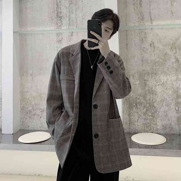 men's suits & blazers spring plaid blazer fashion retro business casual dress jacket men streetwear korean loose suit mens social, White;black
men's suits & blazers spring plaid blazer fashion retro business casual dress jacket men streetwear korean loose suit mens social, White;black