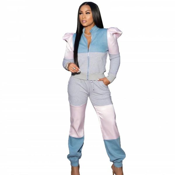 women's two piece pants european american zipper stitching contrast color bubble sleeve sweatshirt sports suit 2021 autumn style, White
women's two piece pants european american zipper stitching contrast color bubble sleeve sweatshirt sports suit 2021 autumn style, White
