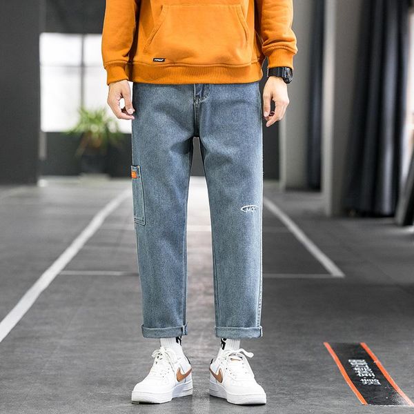 men's jeans men loose straight leg pants elastic waist teenager casual mouth kpop clothes hip hop wide long retro, Blue
men's jeans men loose straight leg pants elastic waist teenager casual mouth kpop clothes hip hop wide long retro, Blue