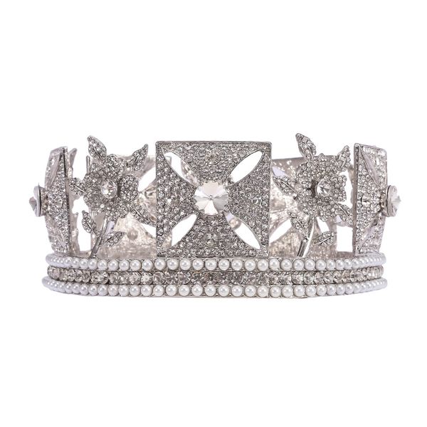 bridal headpieces retro bride pearl queen crown round shape grade studio style wedding headdress white crystal with diamond handmade super q, Silver
bridal headpieces retro bride pearl queen crown round shape grade studio style wedding headdress white crystal with diamond handmade super q, Silver