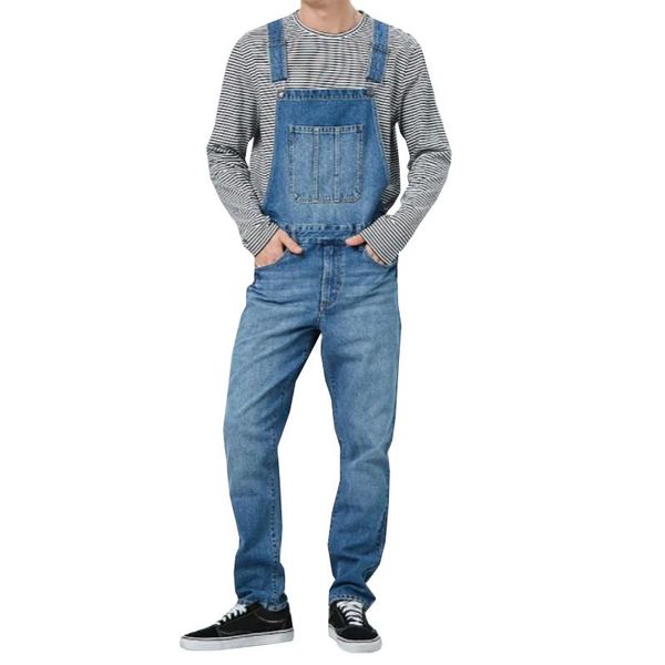 men's jeans mens retro denim overall pocket jumpsuit male suspender trousers men clothing casual pants, Blue 
men's jeans mens retro denim overall pocket jumpsuit male suspender trousers men clothing casual pants, Blue