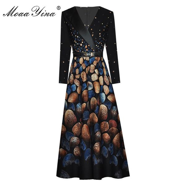 fashion designer dress spring women's dress v-neck vintage print midi dresses 210524, Black;gray
fashion designer dress spring women's dress v-neck vintage print midi dresses 210524, Black;gray